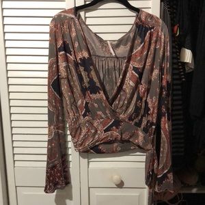Free People paisley bell sleeve top